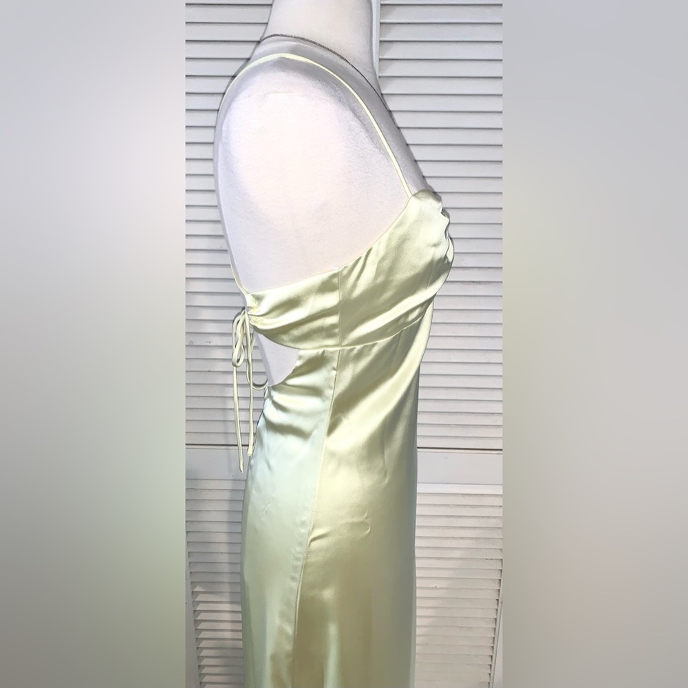 Lulus Stunning Example Light Yellow Satin Backless Maxi Dress NWT Small - Picture 10 of 10